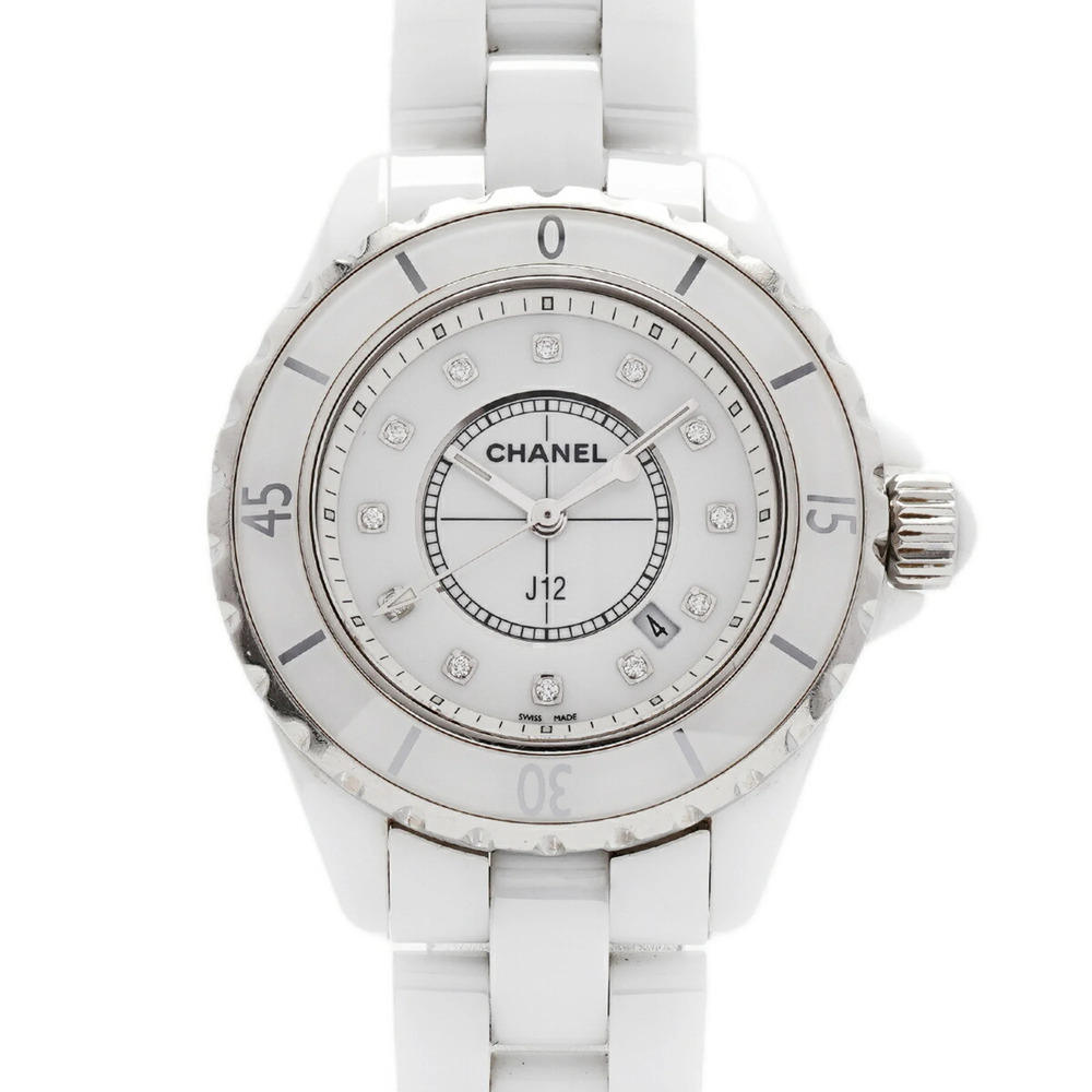 Chanel J12 12P Diamond H1628 White Dial Women's Watch